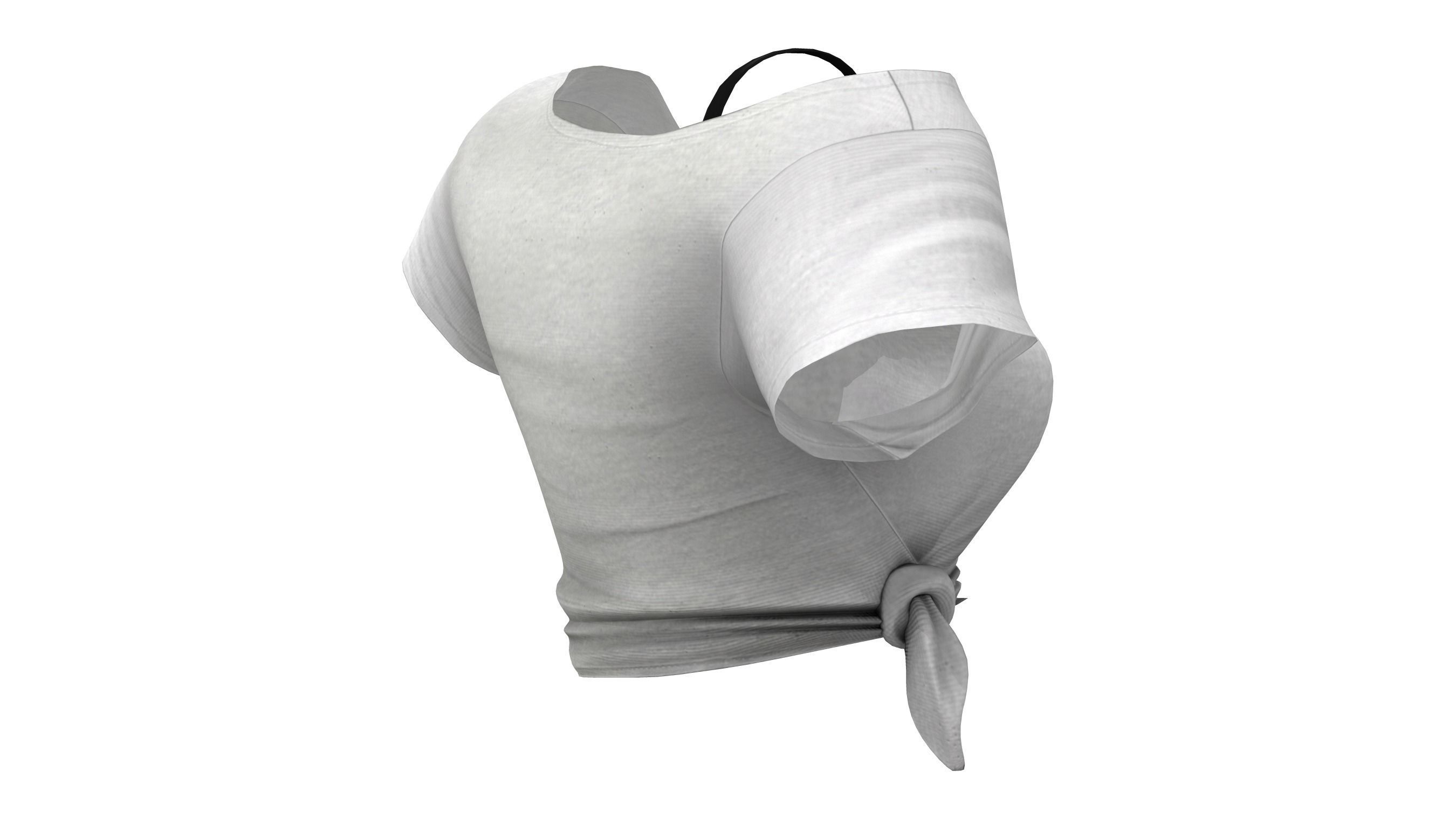 Off Shoulder Crop Tied T-shirt Low-poly 3D model_6