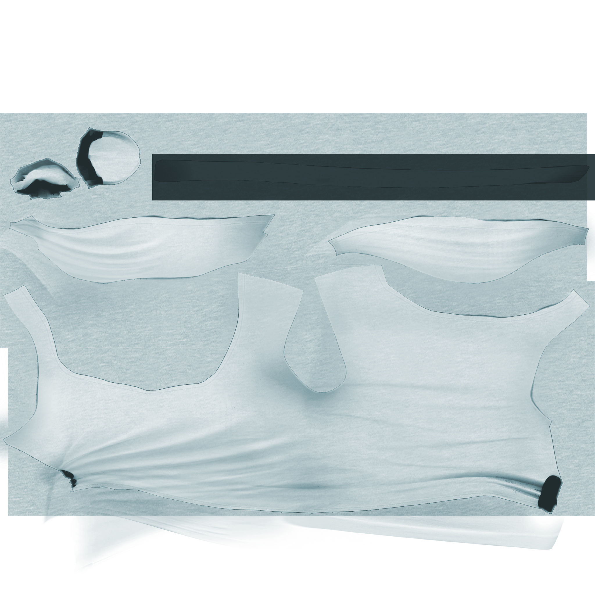 Off Shoulder Crop Tied T-shirt Low-poly 3D model_10