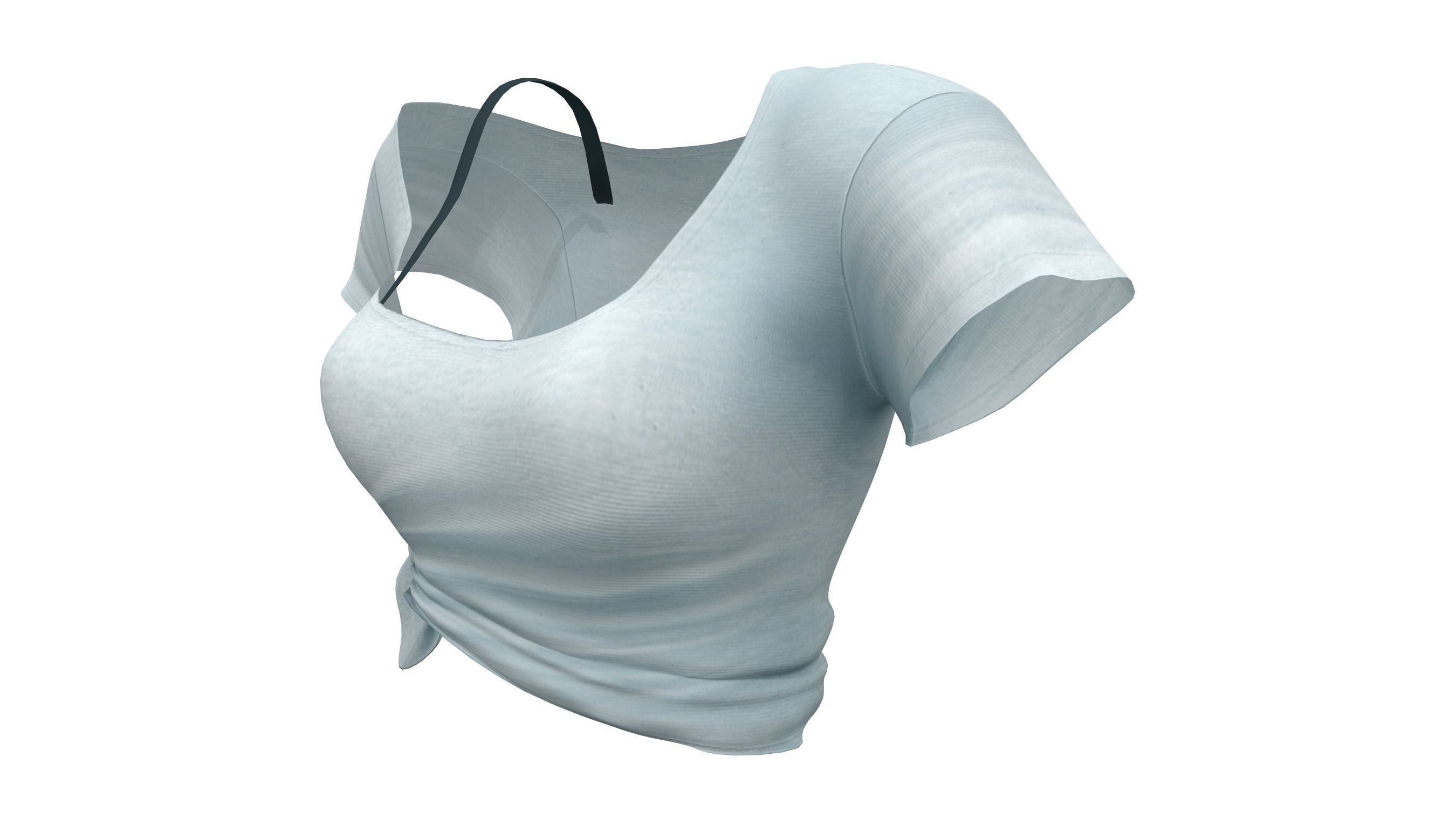 Off Shoulder Crop Tied T-shirt Low-poly 3D model_2