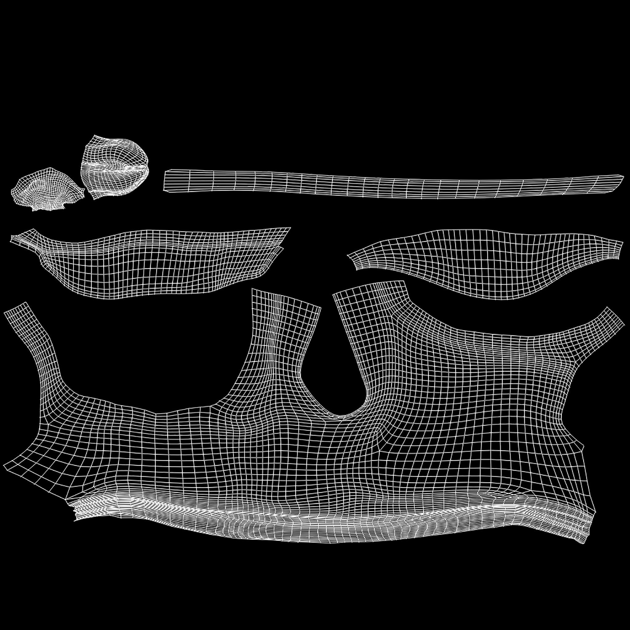 Off Shoulder Crop Tied T-shirt Low-poly 3D model_15