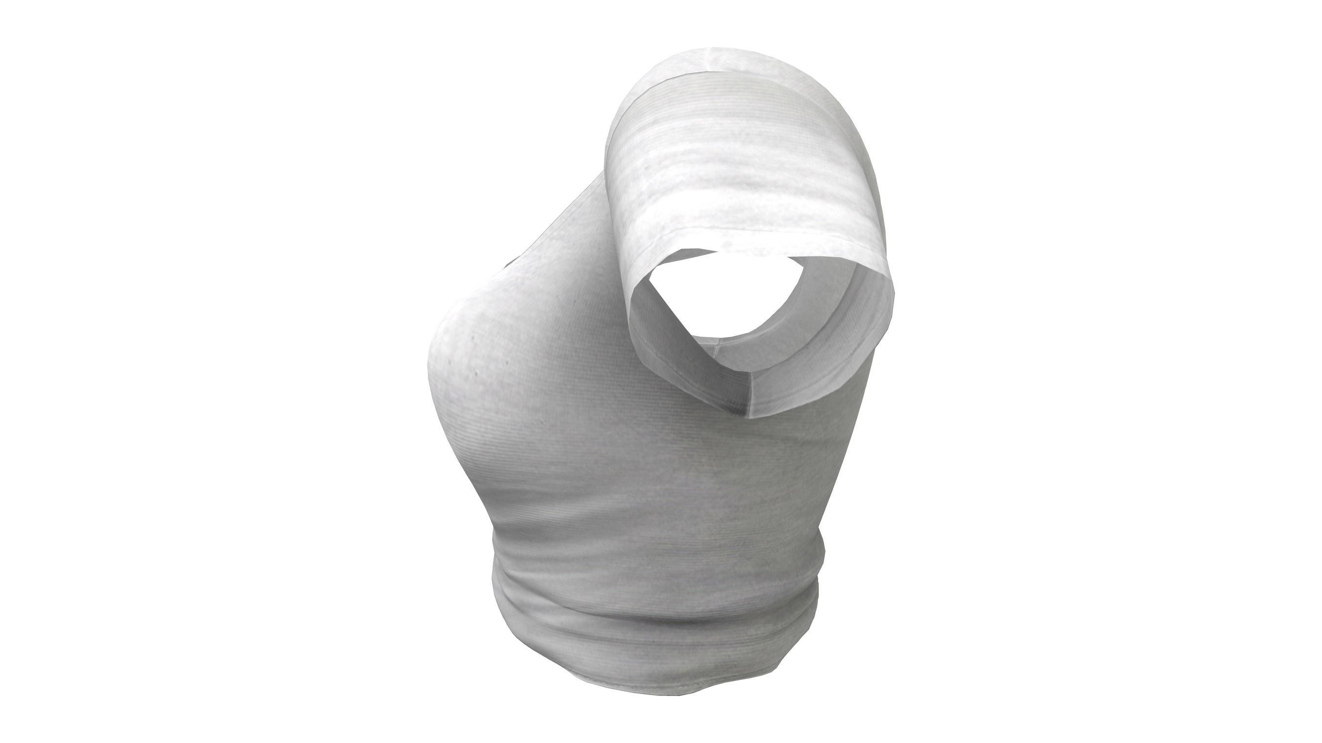 Off Shoulder Crop Tied T-shirt Low-poly 3D model_4