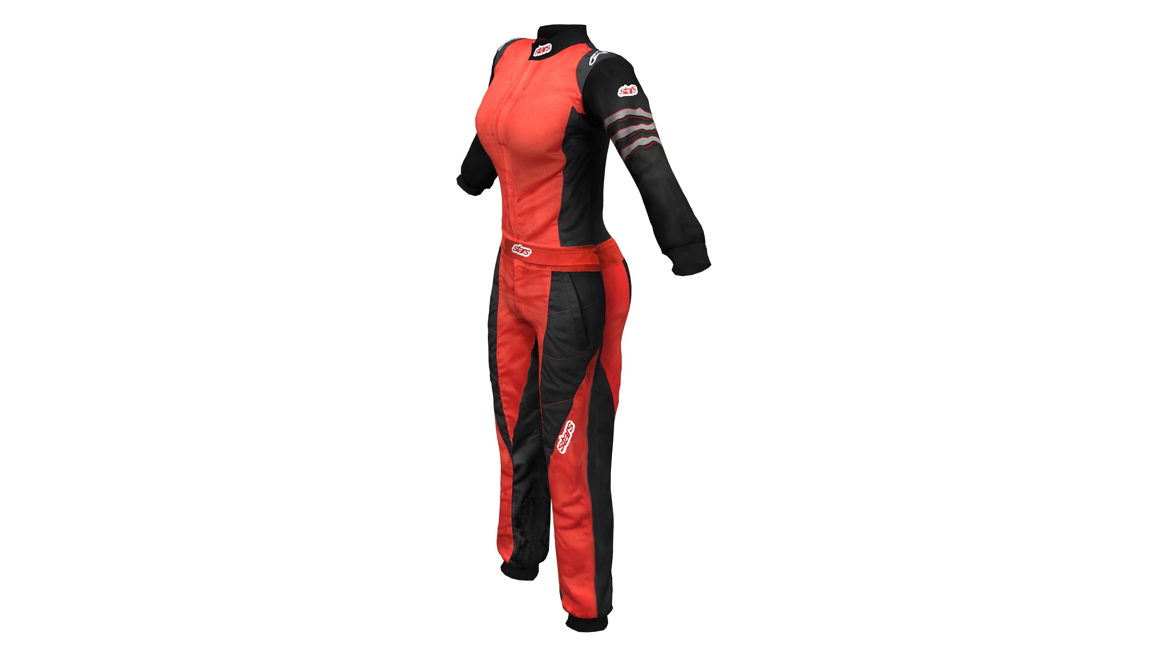 Female Racer Outfit Low-poly 3D model_2