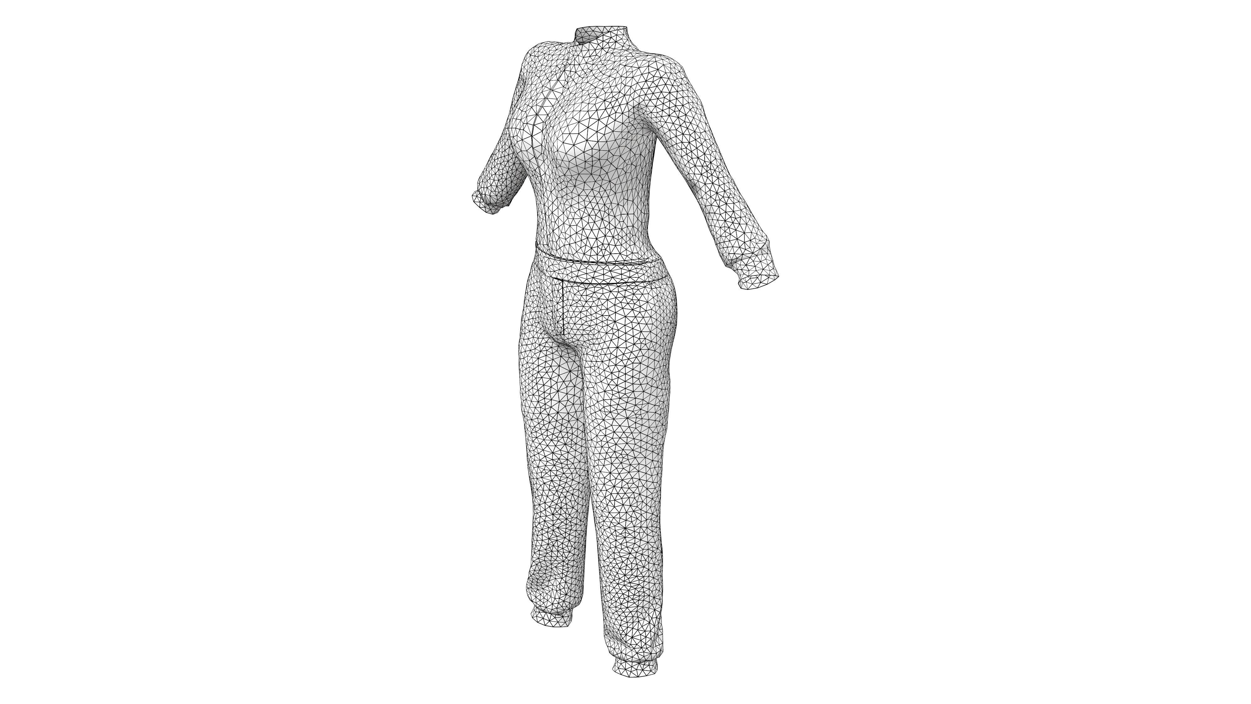 Female Racer Outfit Low-poly 3D model_7