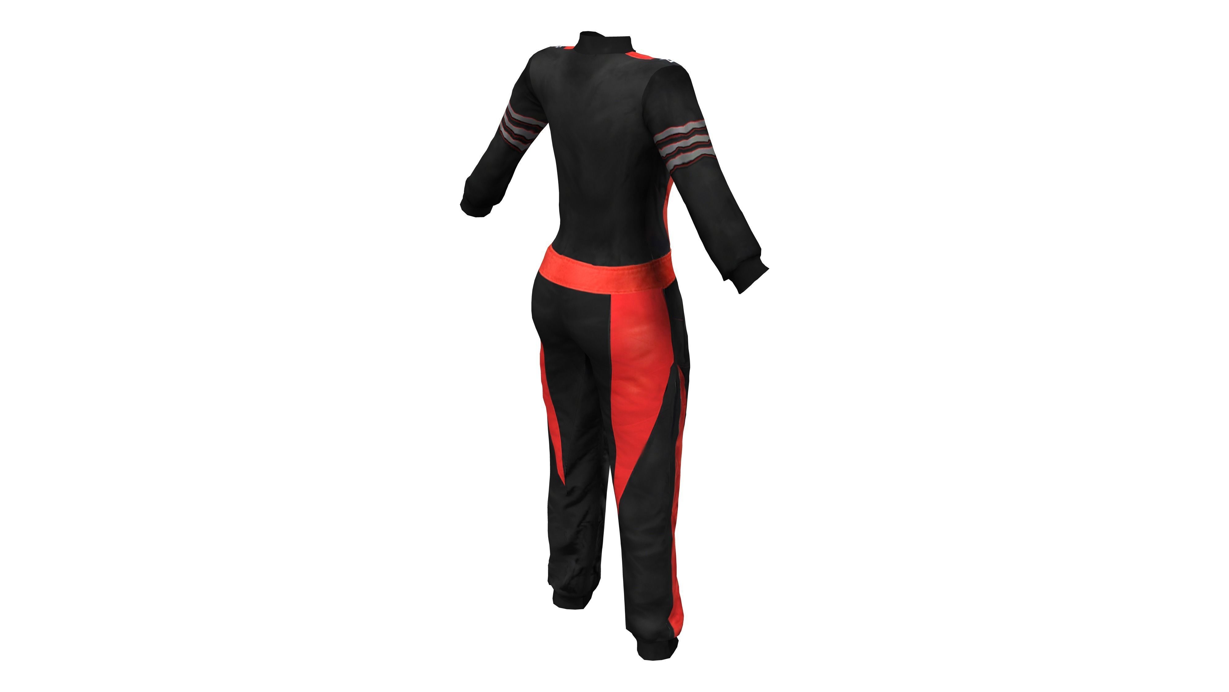 Female Racer Outfit Low-poly 3D model_5