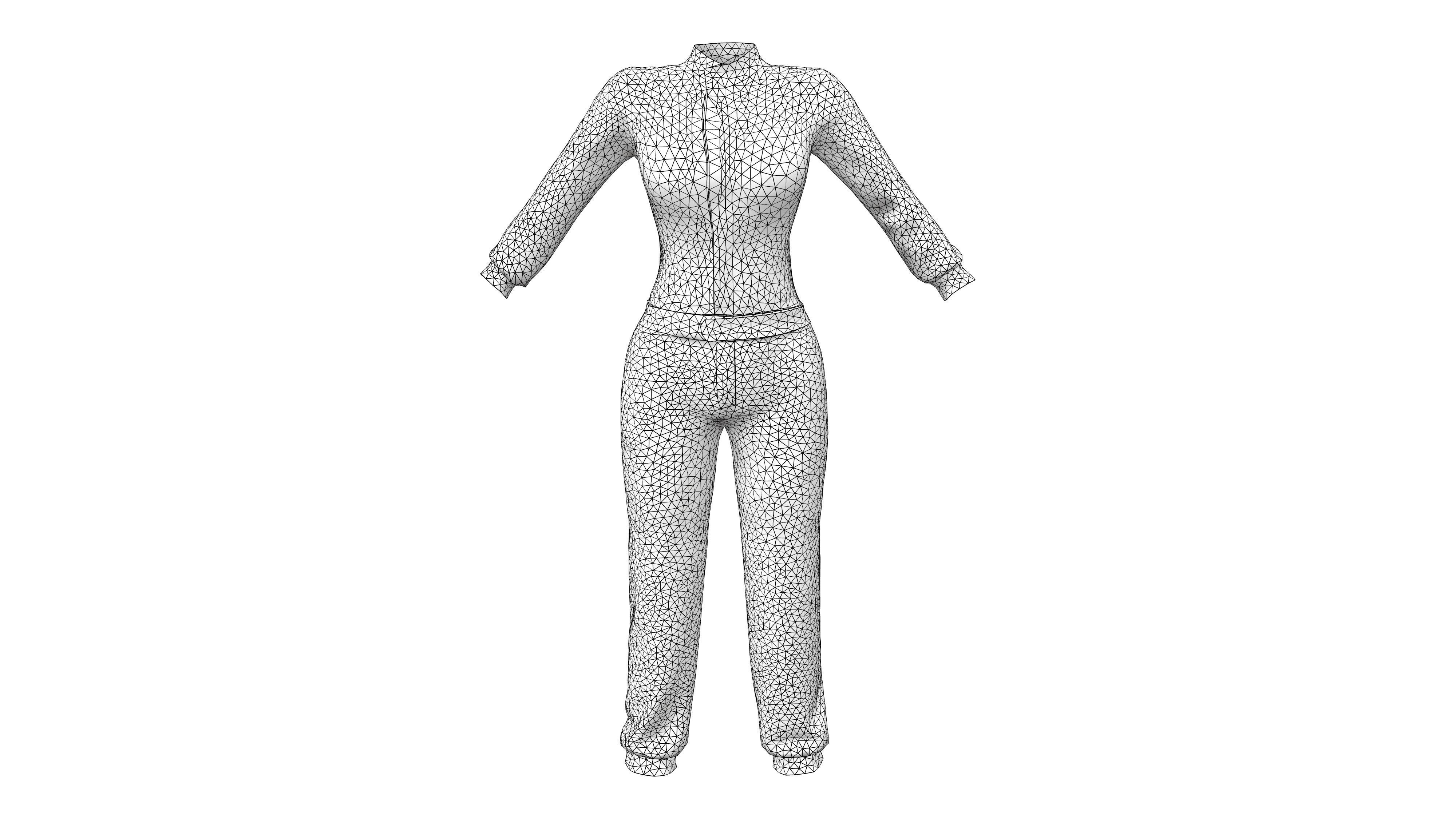 Female Racer Outfit Low-poly 3D model_6