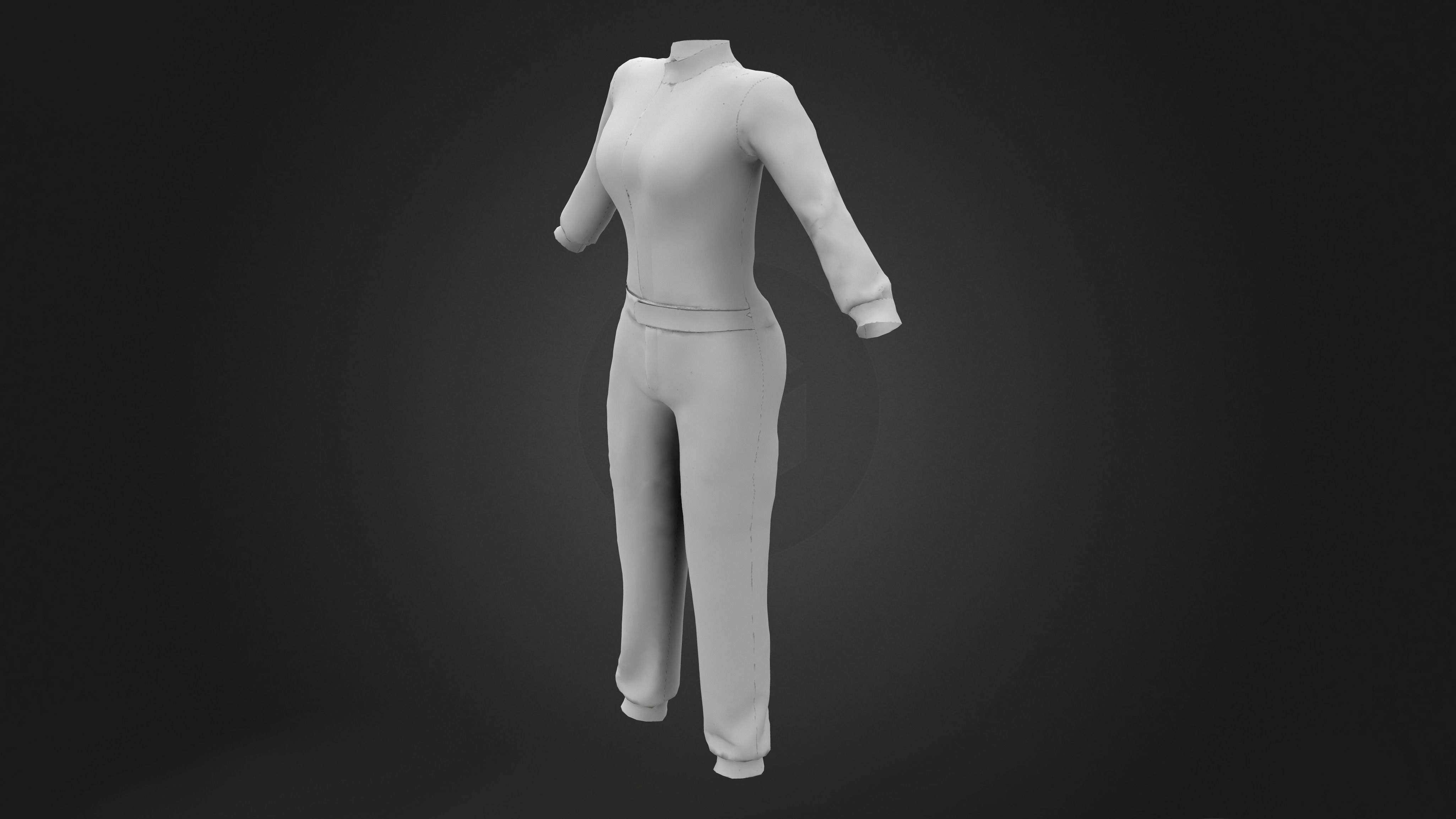 Female Racer Outfit Low-poly 3D model_8