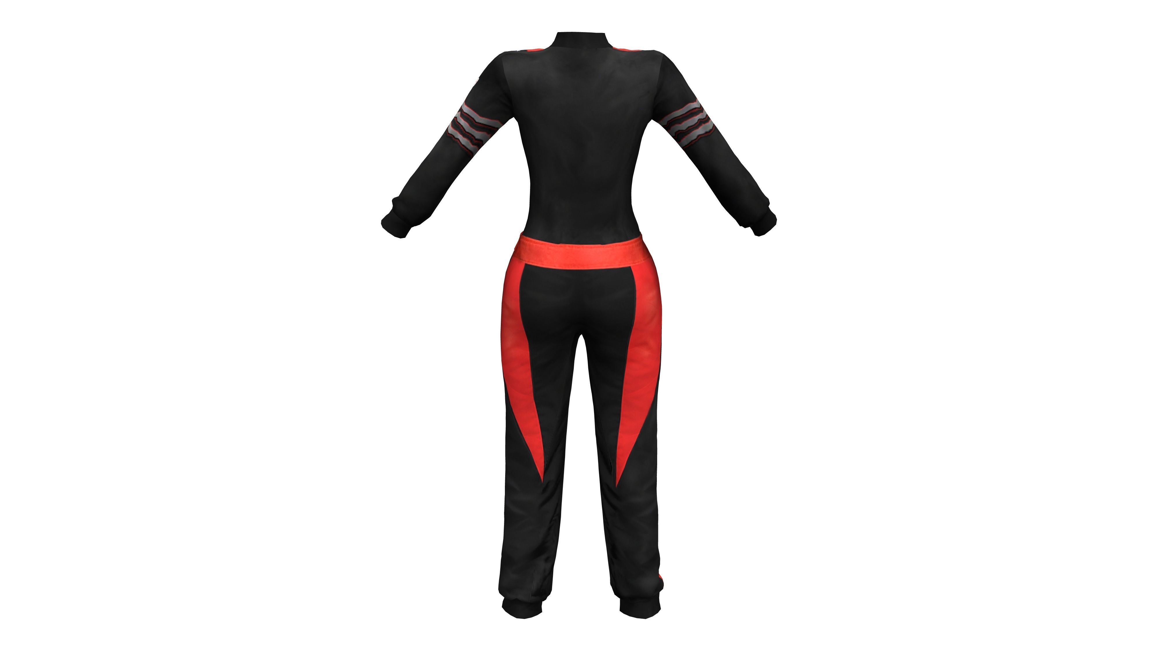 Female Racer Outfit Low-poly 3D model_4