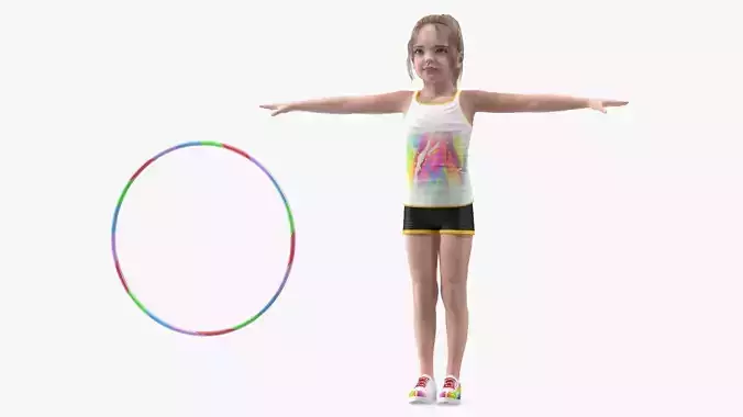 Child Girl With Hoop Rigged