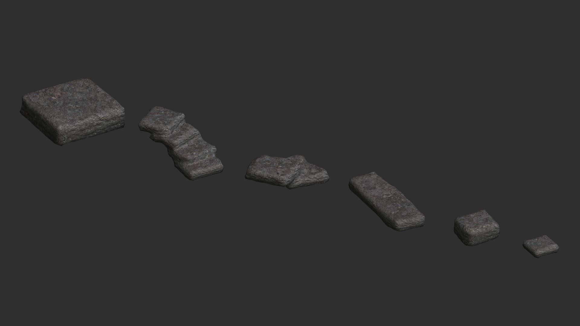 Stone Platforms Low-poly 3D model_1