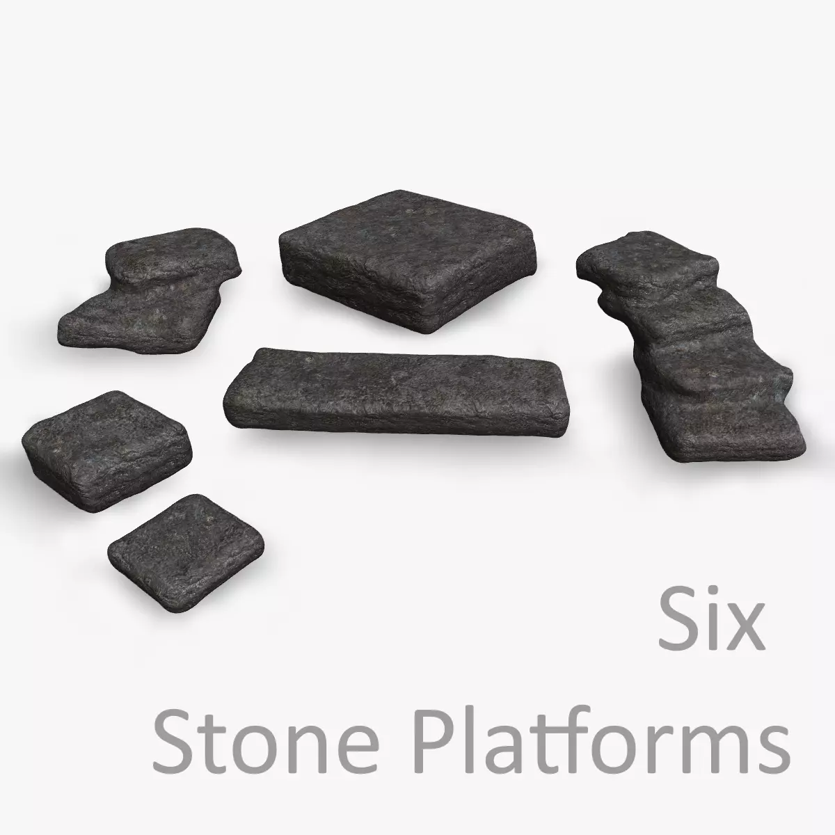 Stone Platforms Low-poly 3D model_0