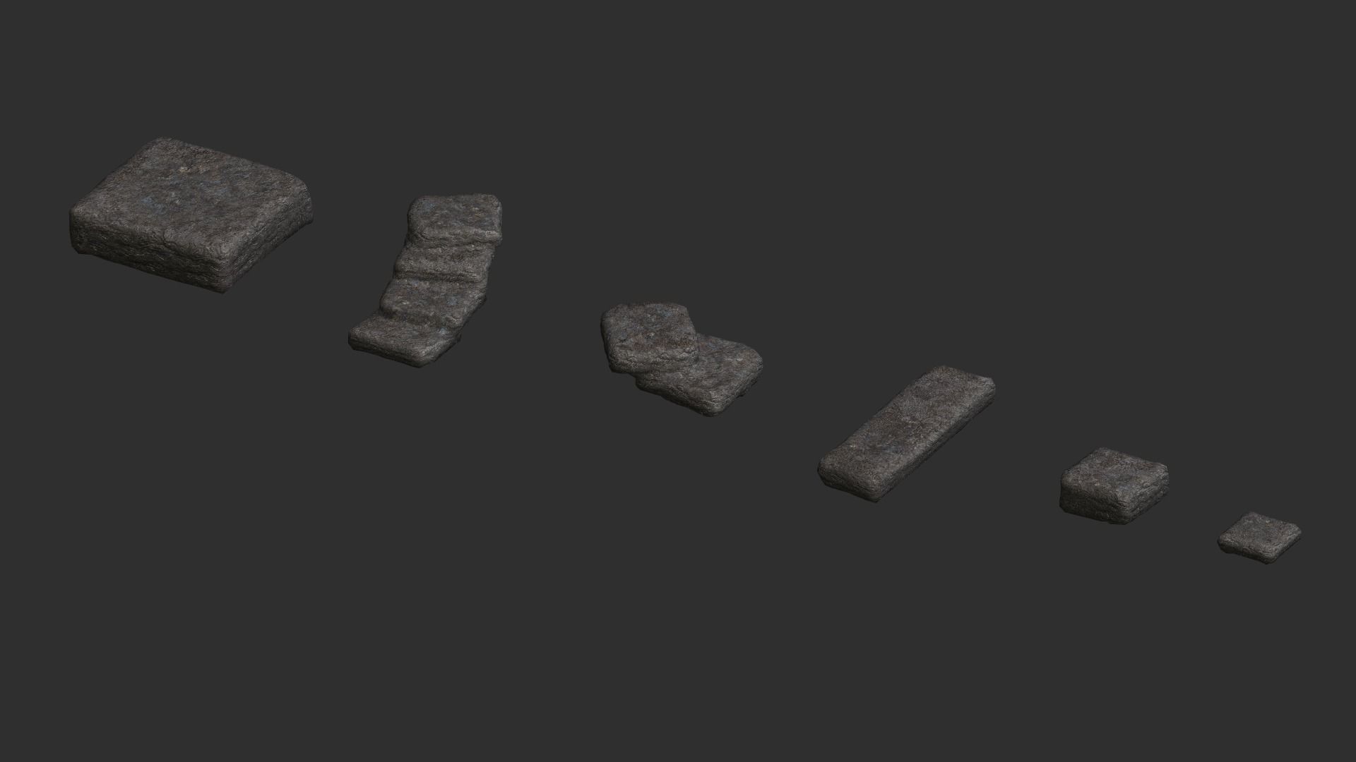 Stone Platforms Low-poly 3D model_12
