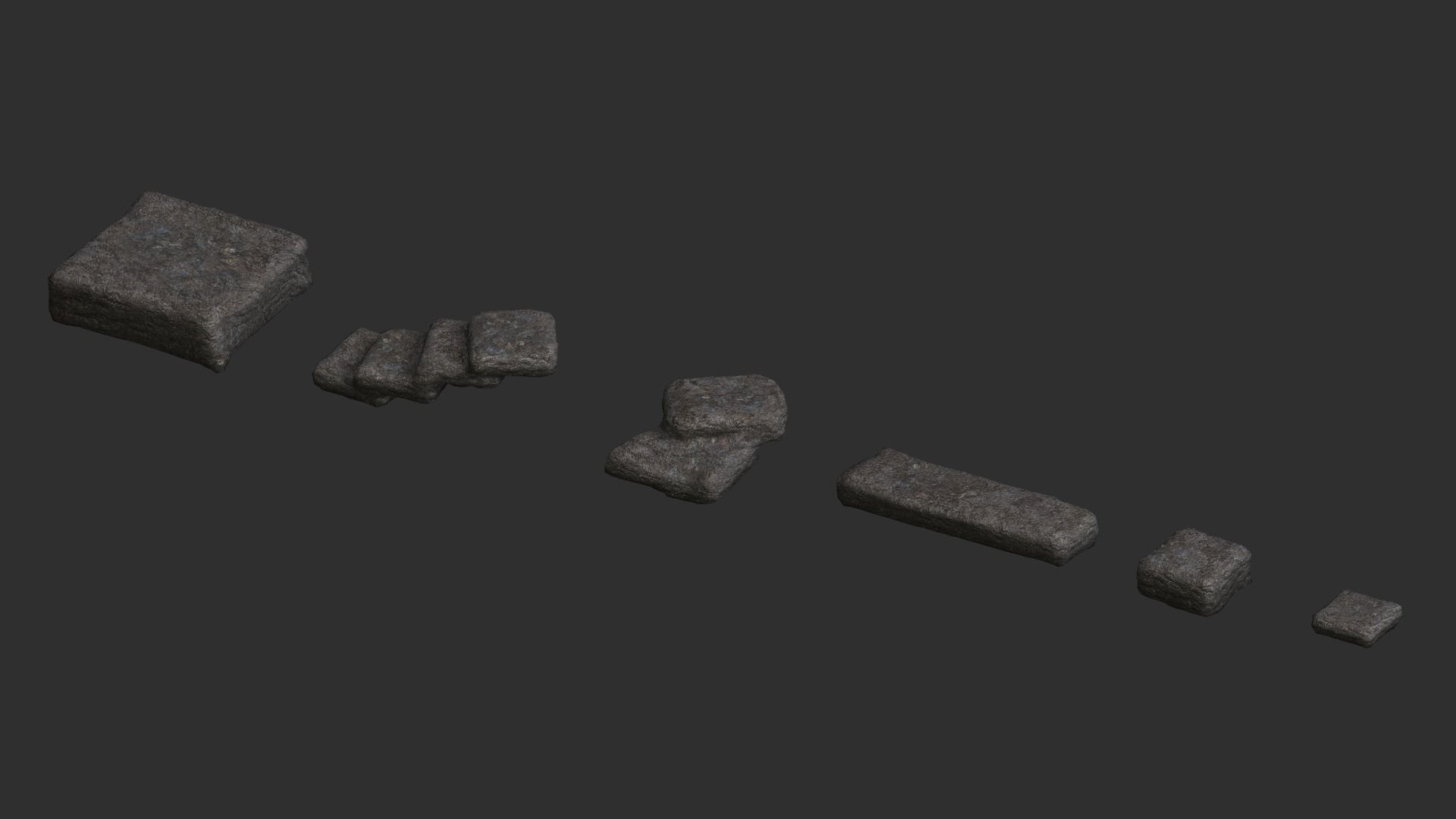 Stone Platforms Low-poly 3D model_3