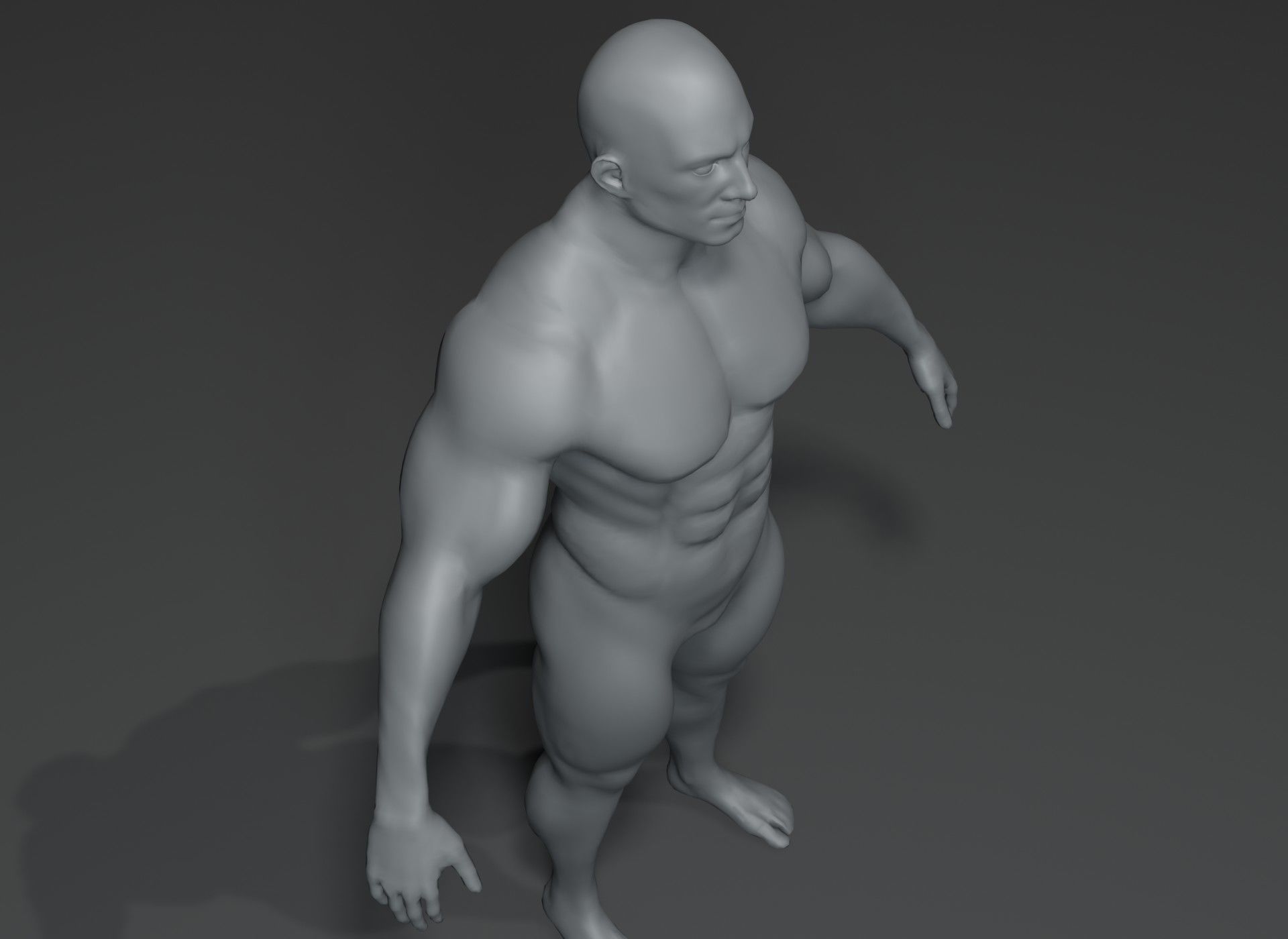 Strong Male Body Base Mesh Animated Rigged 3D Model 20k Polygons Low-poly 3D model_20