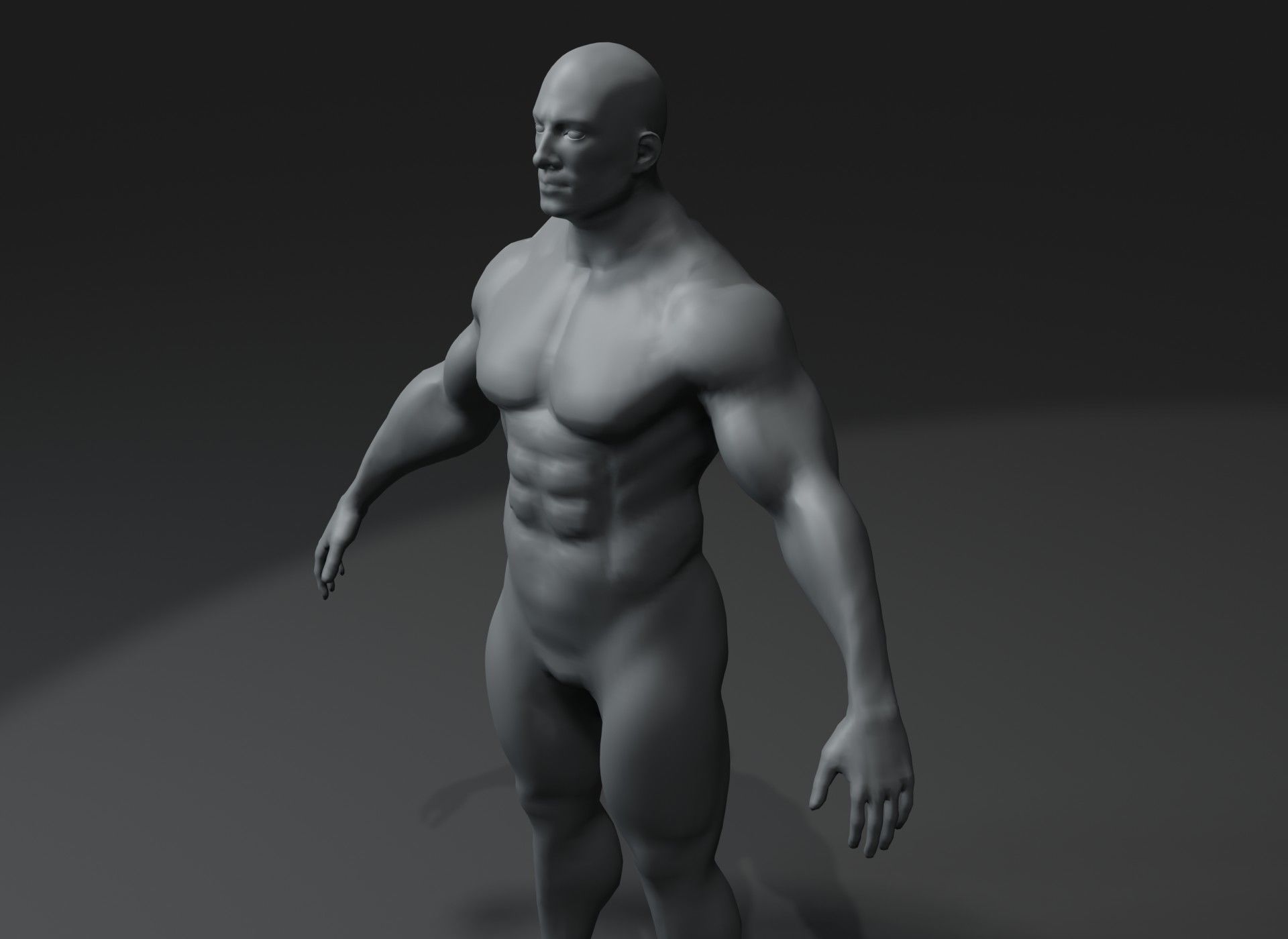 Strong Male Body Base Mesh Animated Rigged 3D Model 20k Polygons Low-poly 3D model_6