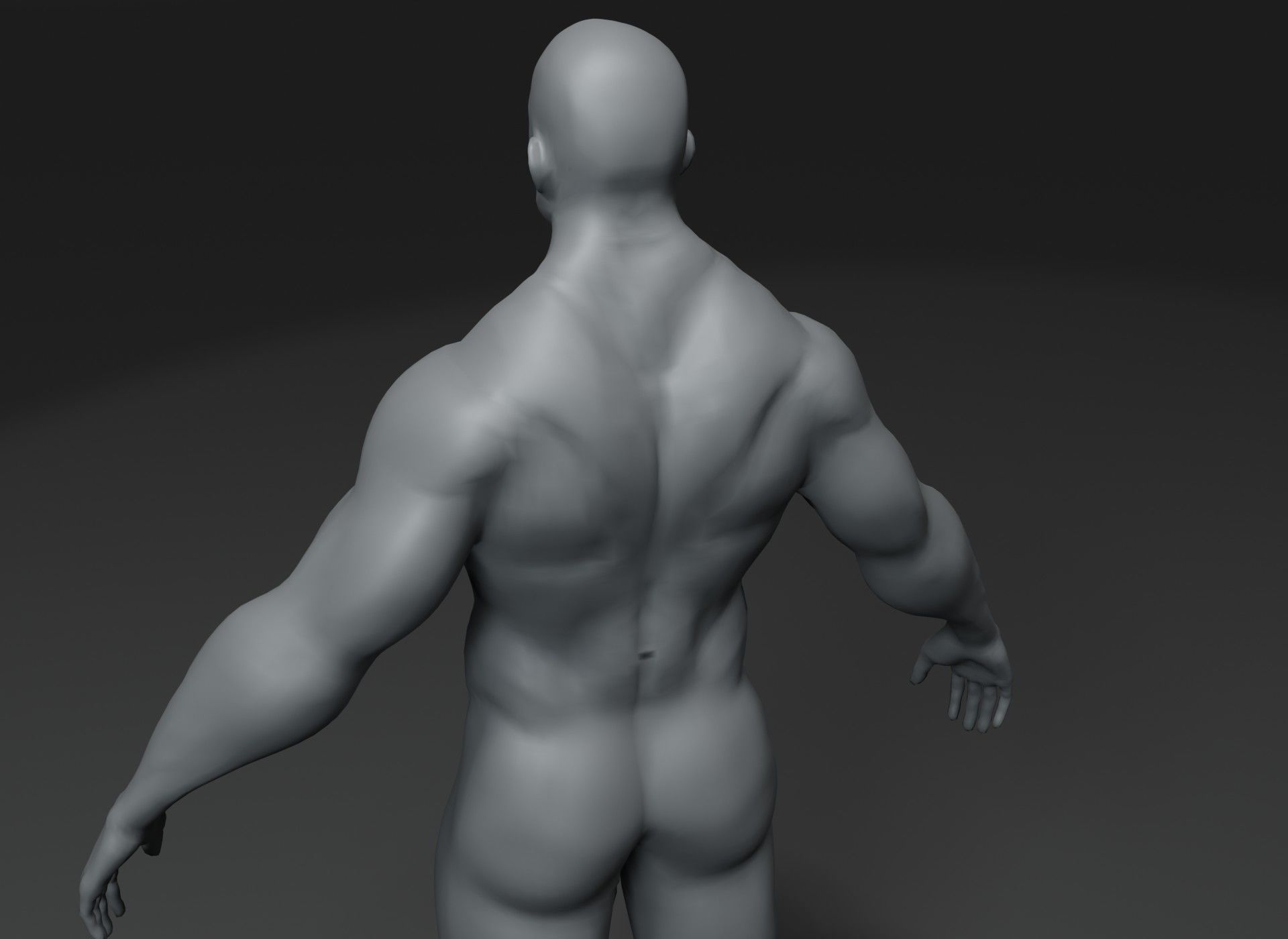 Strong Male Body Base Mesh Animated Rigged 3D Model 20k Polygons Low-poly 3D model_8