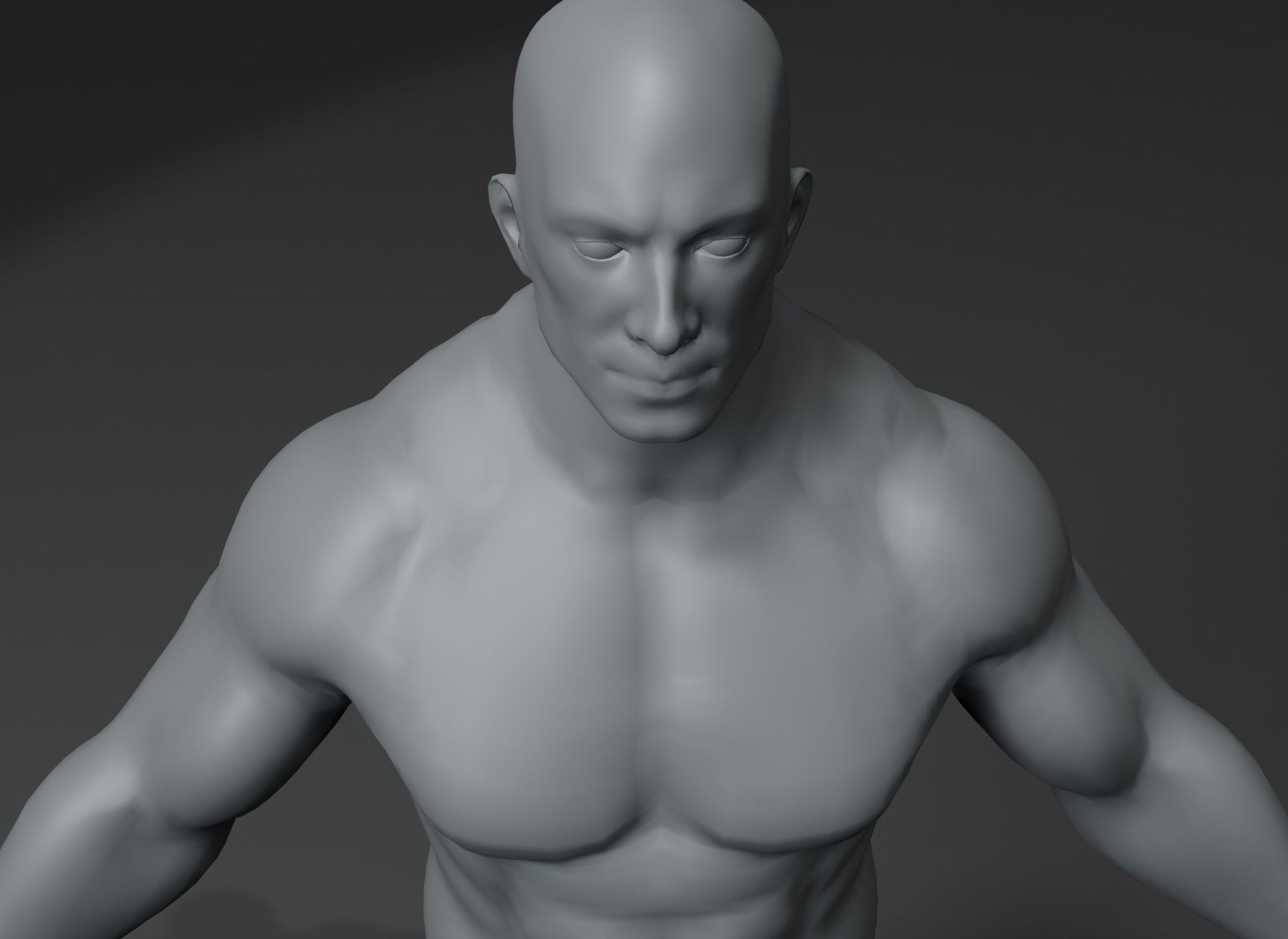 Strong Male Body Base Mesh Animated Rigged 3D Model 20k Polygons Low-poly 3D model_5