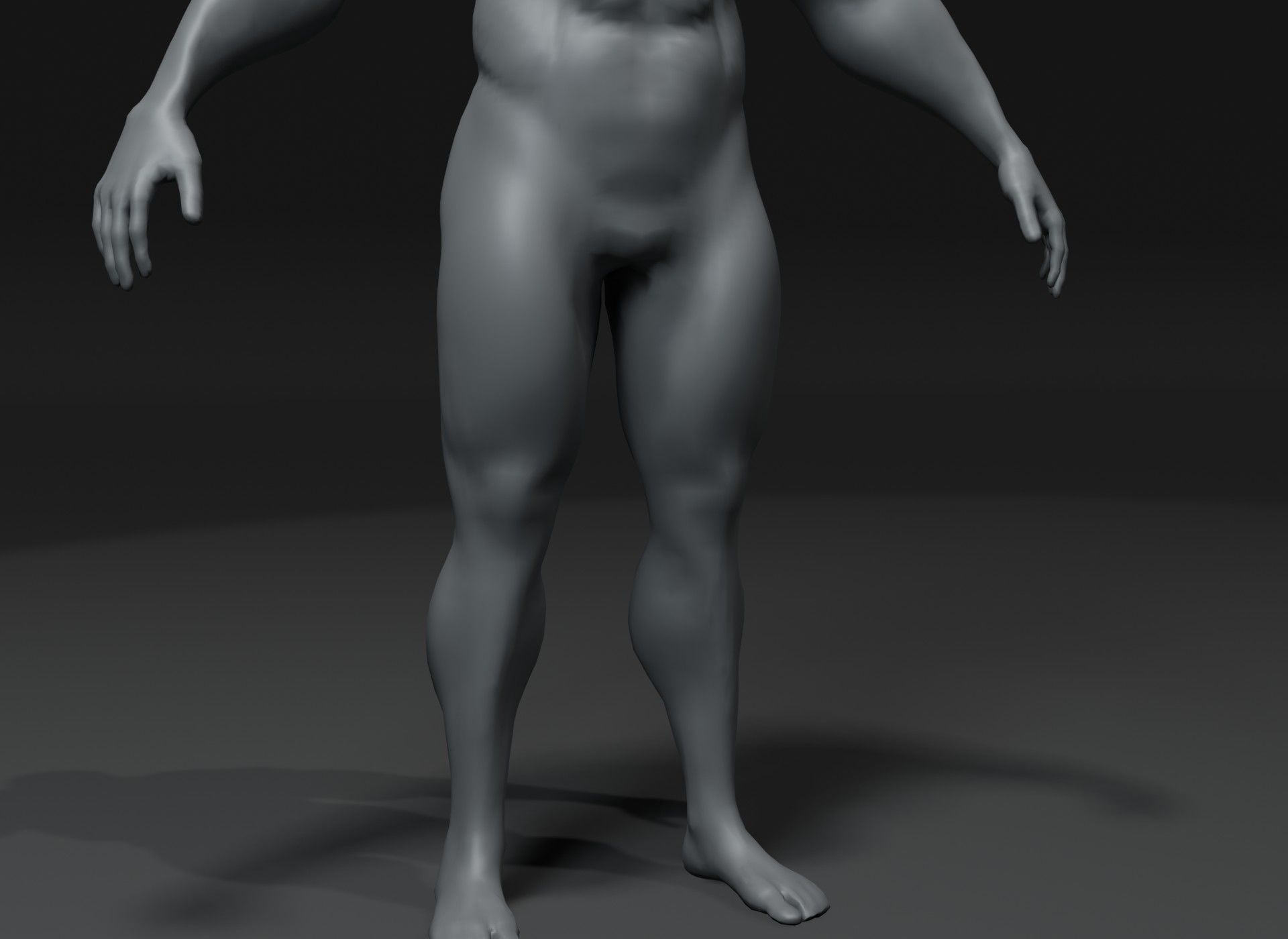 Strong Male Body Base Mesh Animated Rigged 3D Model 20k Polygons Low-poly 3D model_7