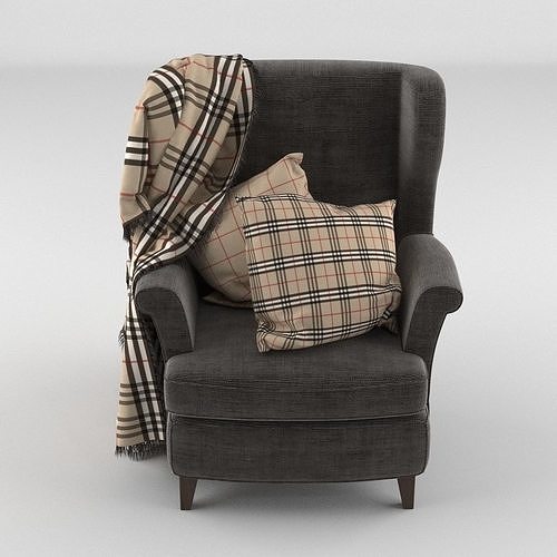 Armchair with Blanket 3D model 3