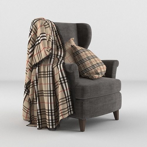 Armchair with Blanket 3D model 2
