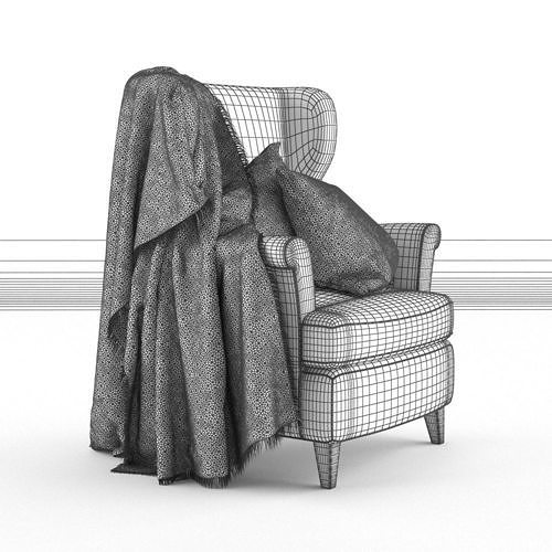 Armchair with Blanket 3D model 7