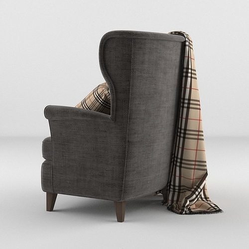 Armchair with Blanket 3D model 6