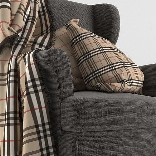 Armchair with Blanket 3D model 4