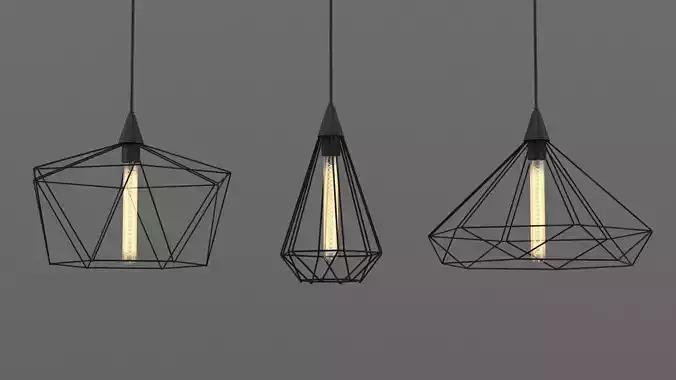 Hanging Wire Lamp Set 3D model