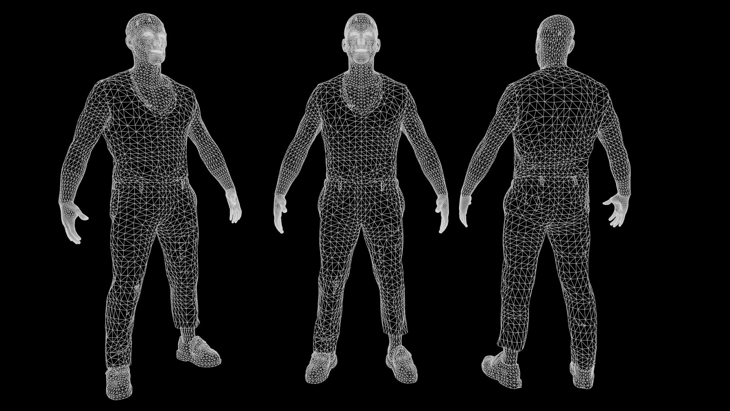 Frankenstein man in trench coat Low-poly 3D model_7