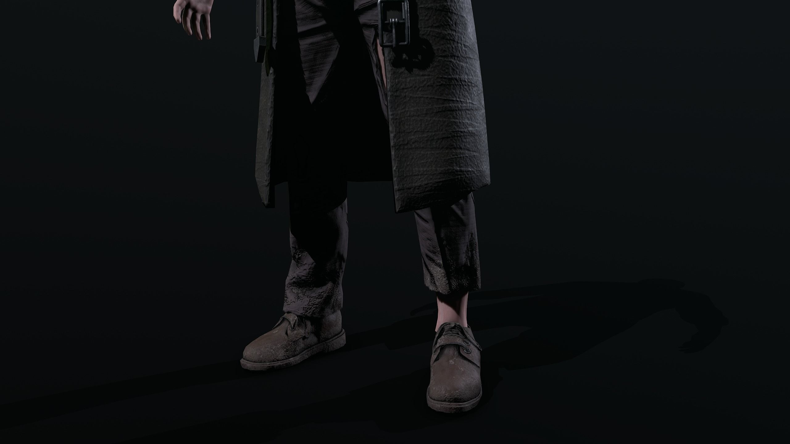 Frankenstein man in trench coat Low-poly 3D model_11