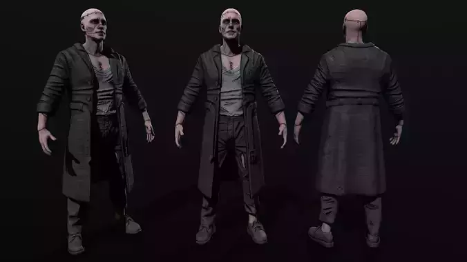 Frankenstein man in trench coat