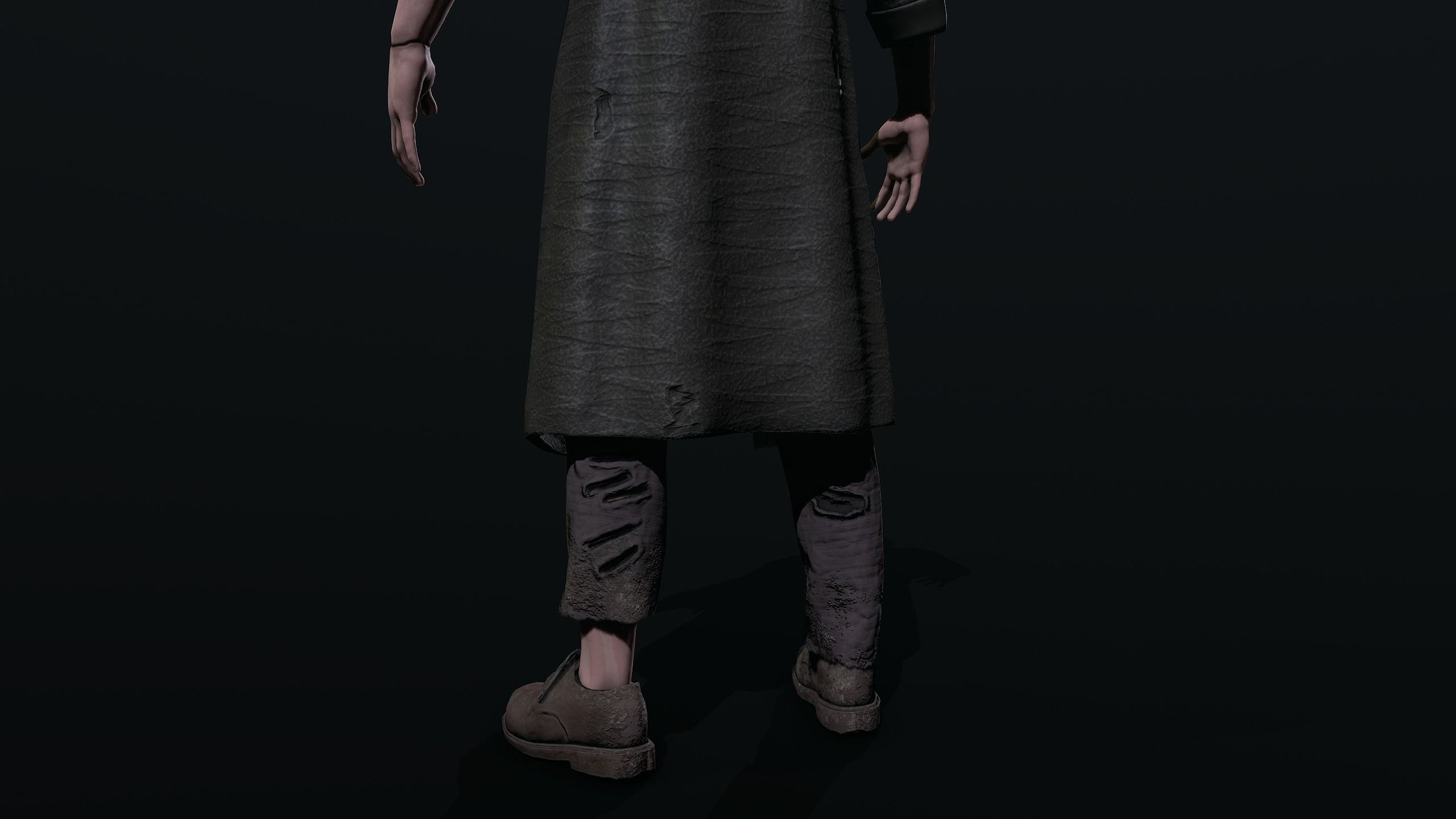 Frankenstein man in trench coat Low-poly 3D model_14