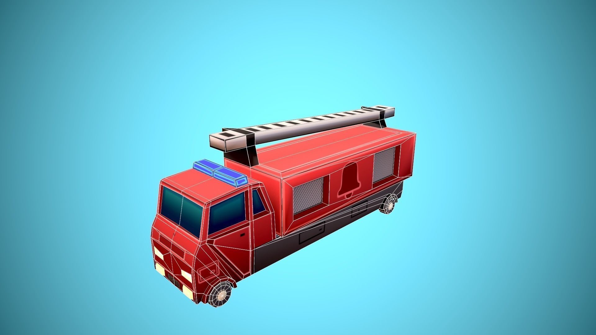 Emergency service vehicles Low-poly 3D model_23