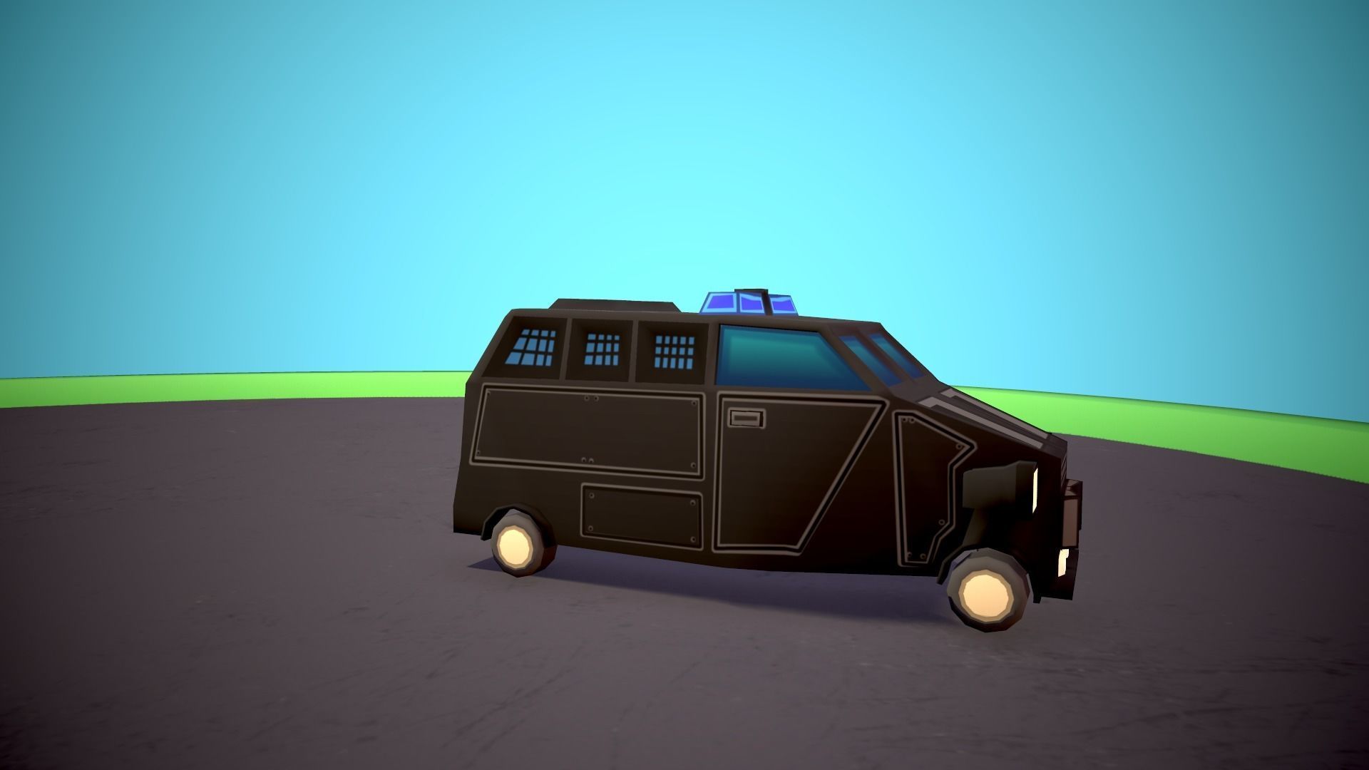 Emergency service vehicles Low-poly 3D model_7