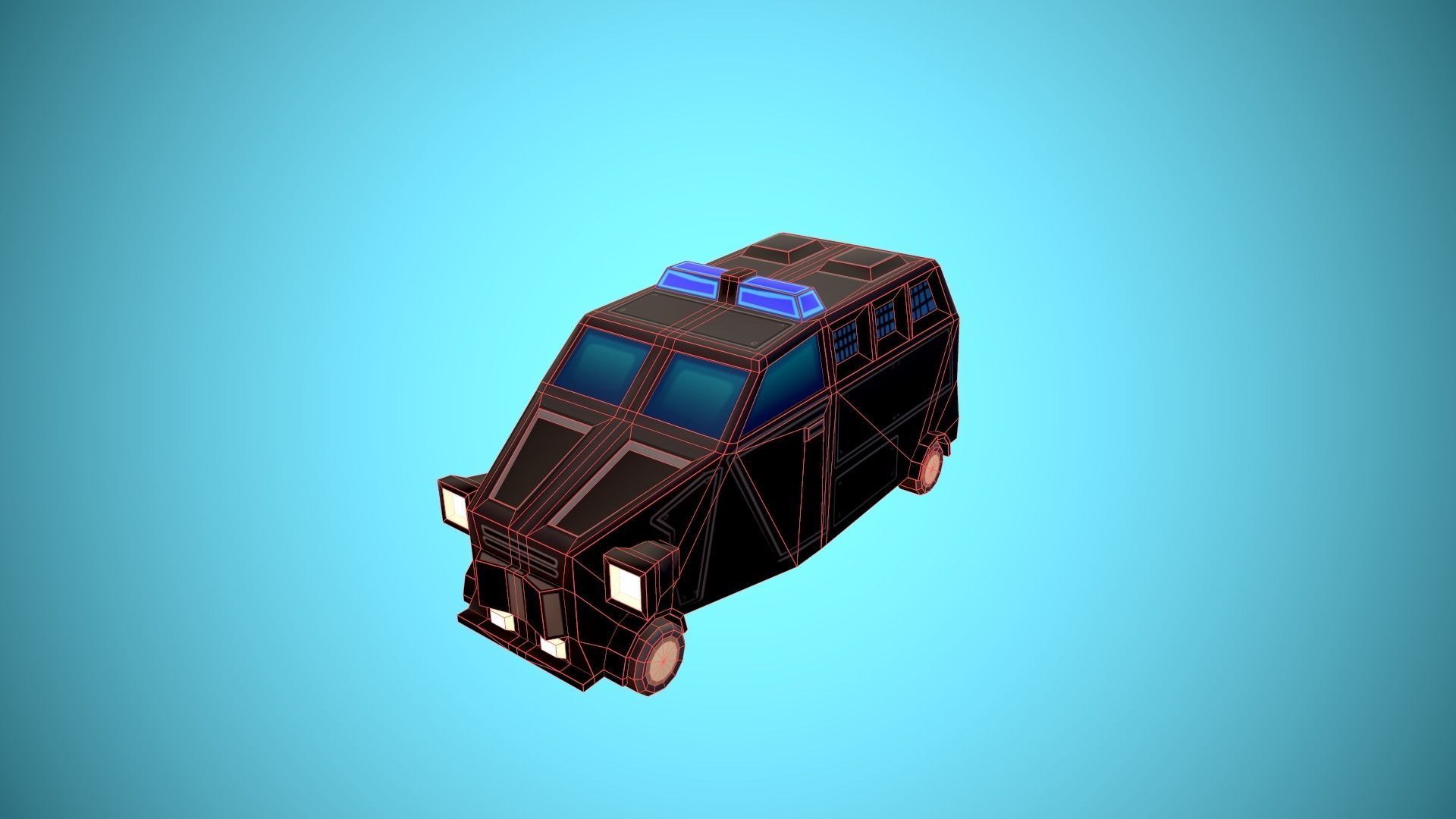 Emergency service vehicles Low-poly 3D model_6