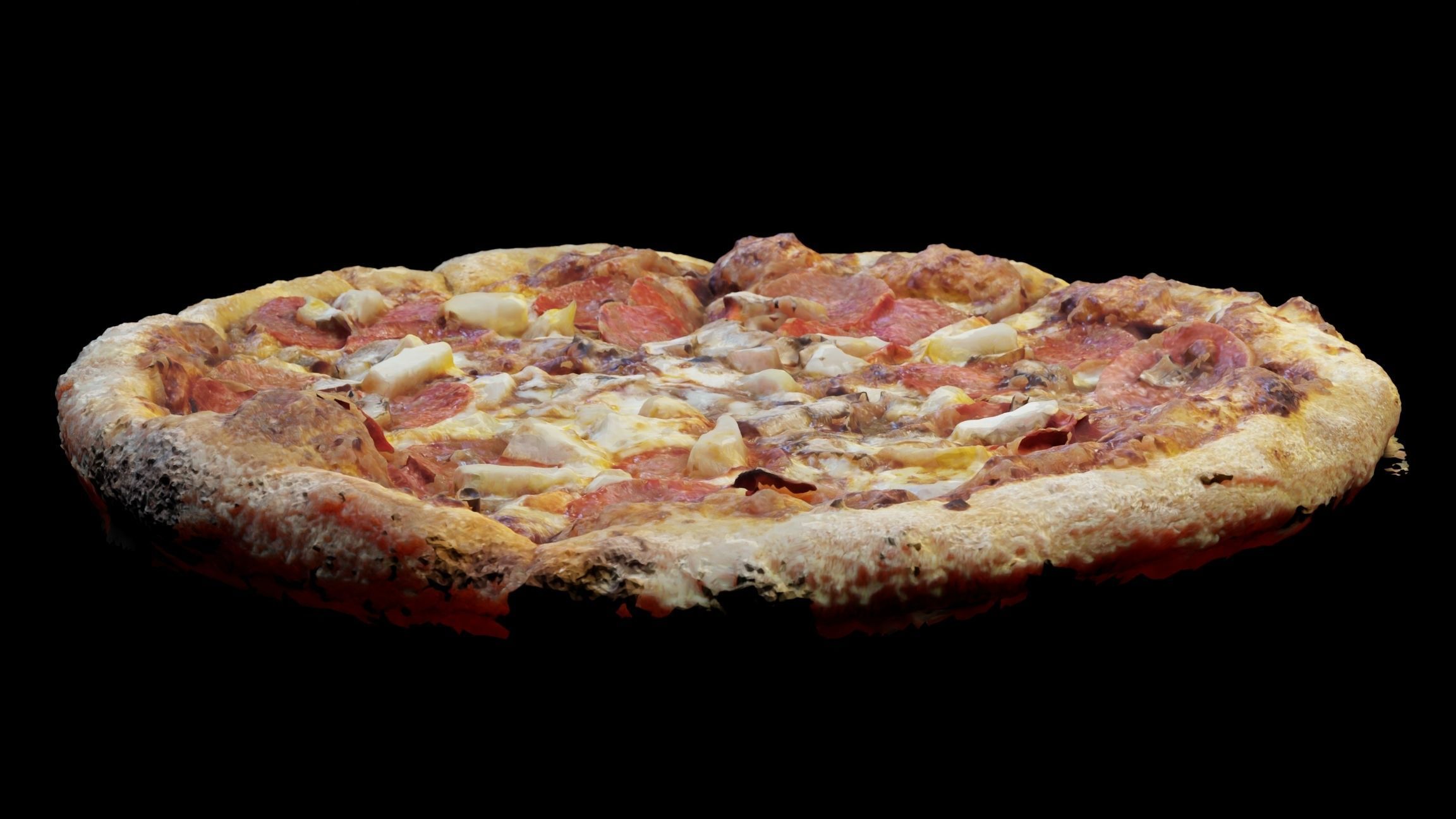 Low Poly Scanned Pizza 01 Low-poly 3D model_4