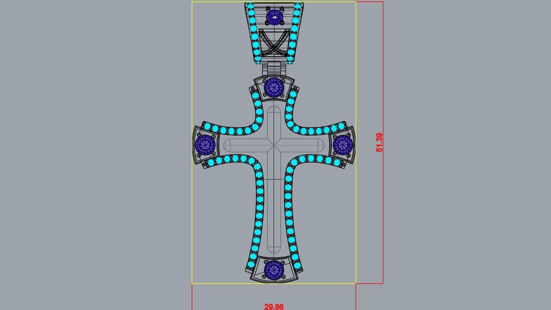 cross rose gold pendant with sapphires 3D print model_15