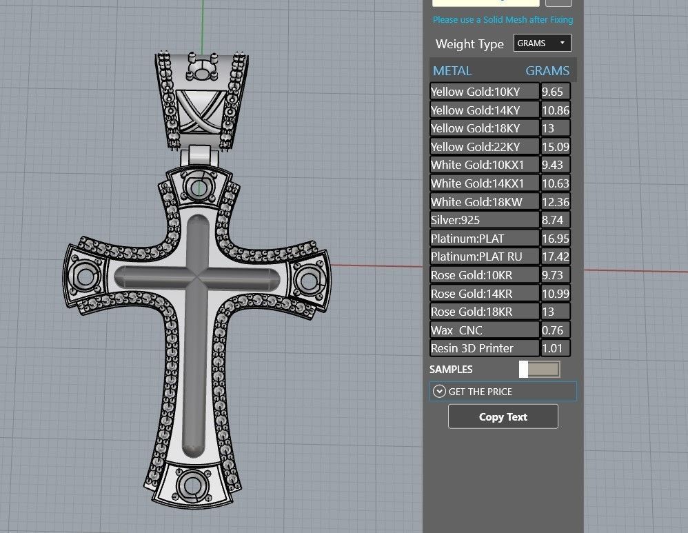 cross rose gold pendant with sapphires 3D print model_10
