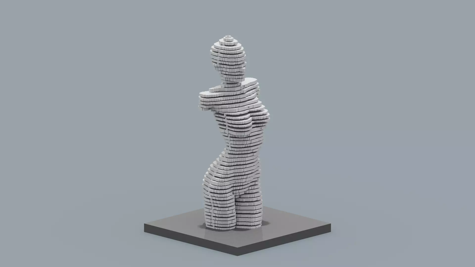 Modern Female Sculpture Low-poly 3D model_0
