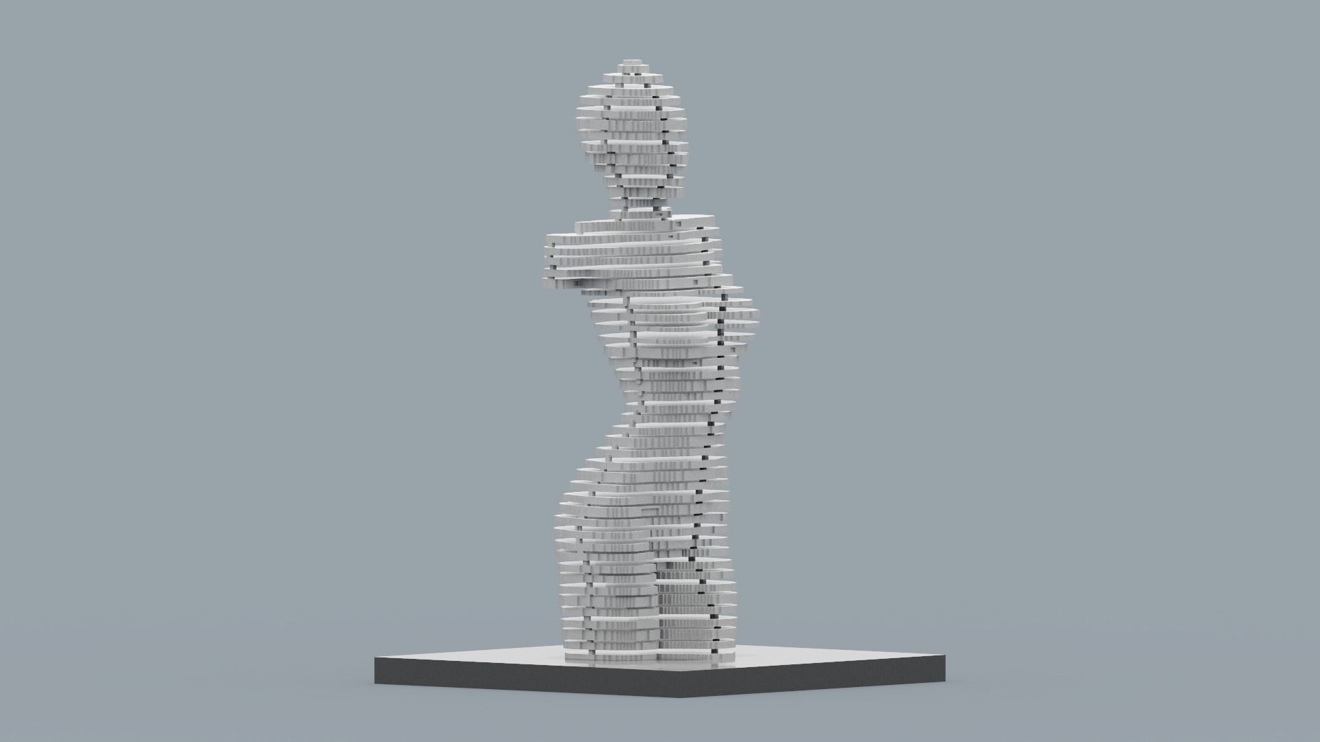 Modern Female Sculpture Low-poly 3D model_6