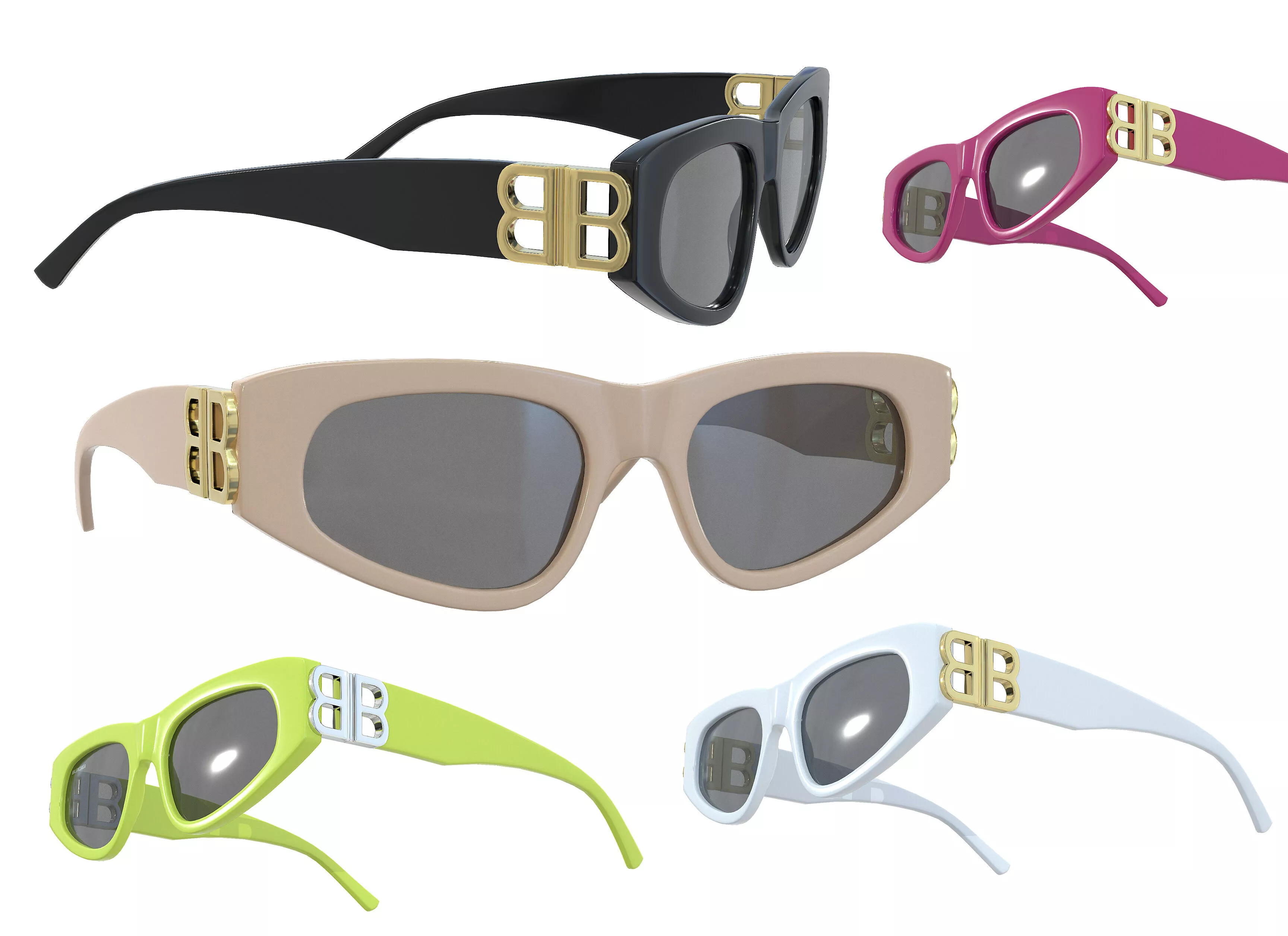 Balenciaga Eyewear Dynasty D-frame sunglasses Low-poly 3D model