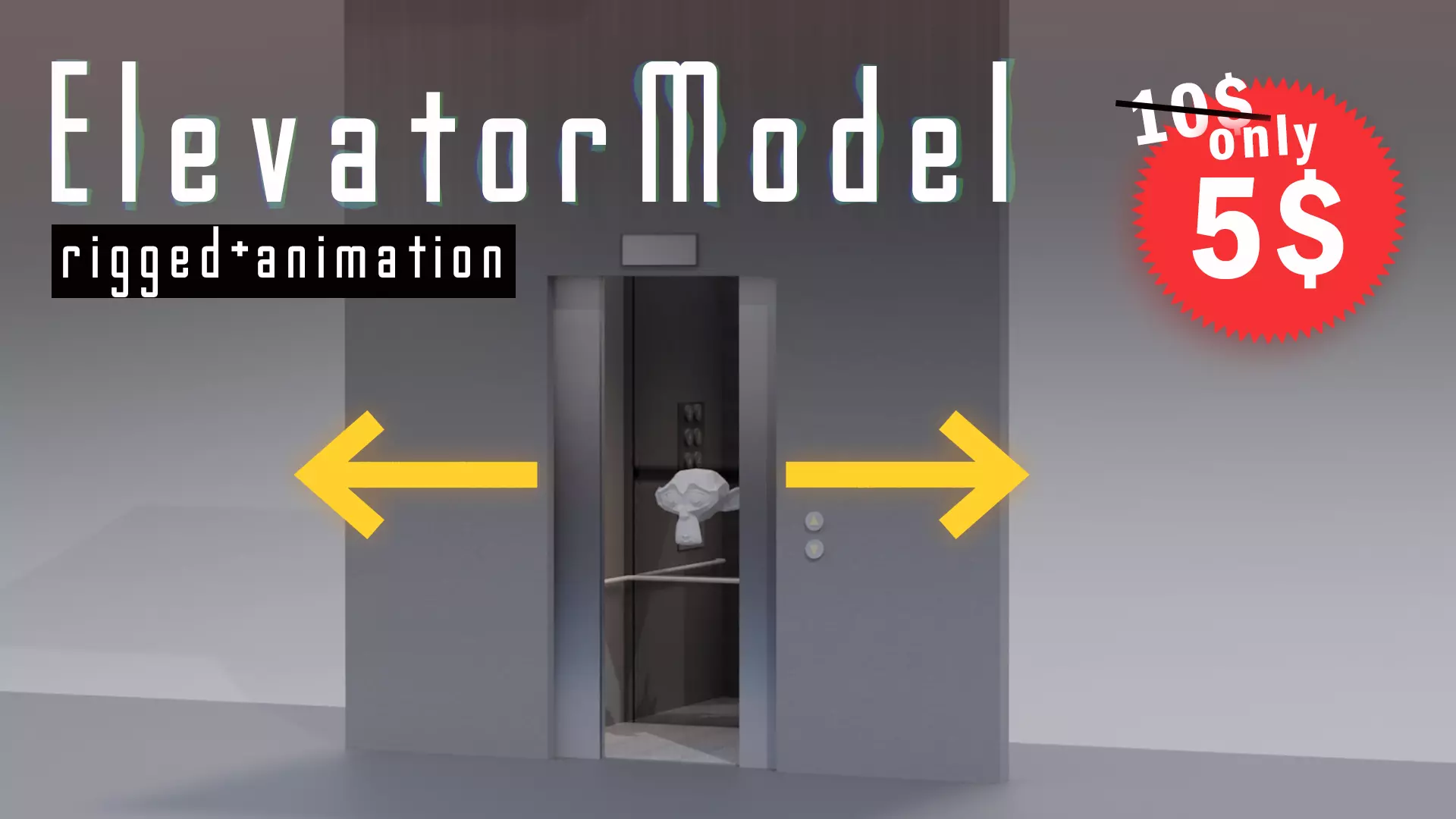 Elevator 3D Model rigged Low-poly 3D model