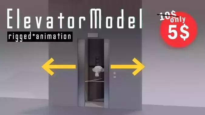 Elevator 3D Model rigged Low-poly 3D model
