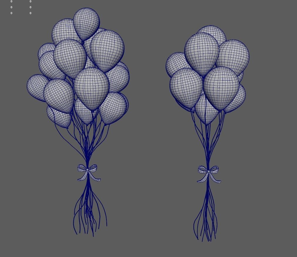 Balloons two colorful - two colorful Low-poly 3D model_1