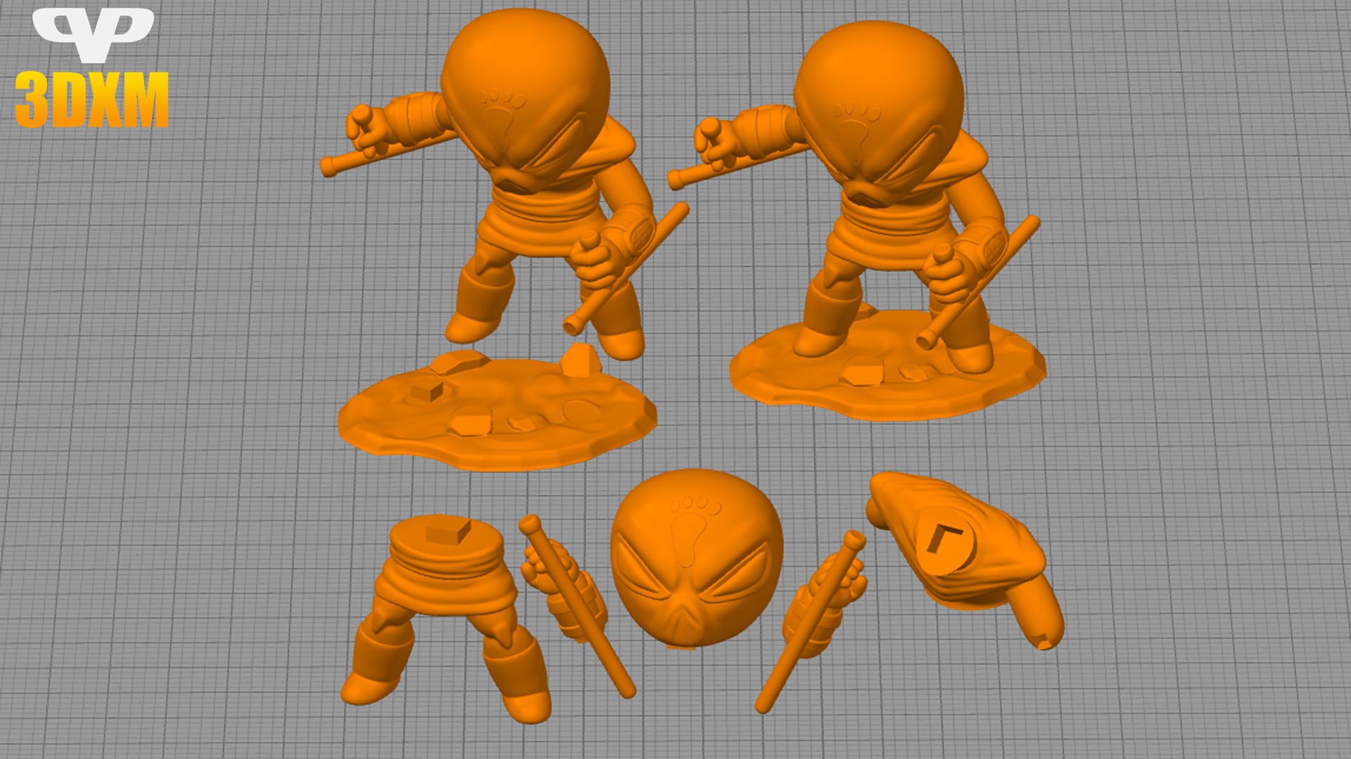 Foot Solider Chibi STL for 3D Printing ChibiSTL 3DXM 3D print model_1