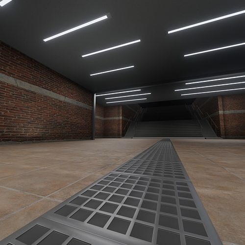 Tunnel empty subway station - subway 3D model