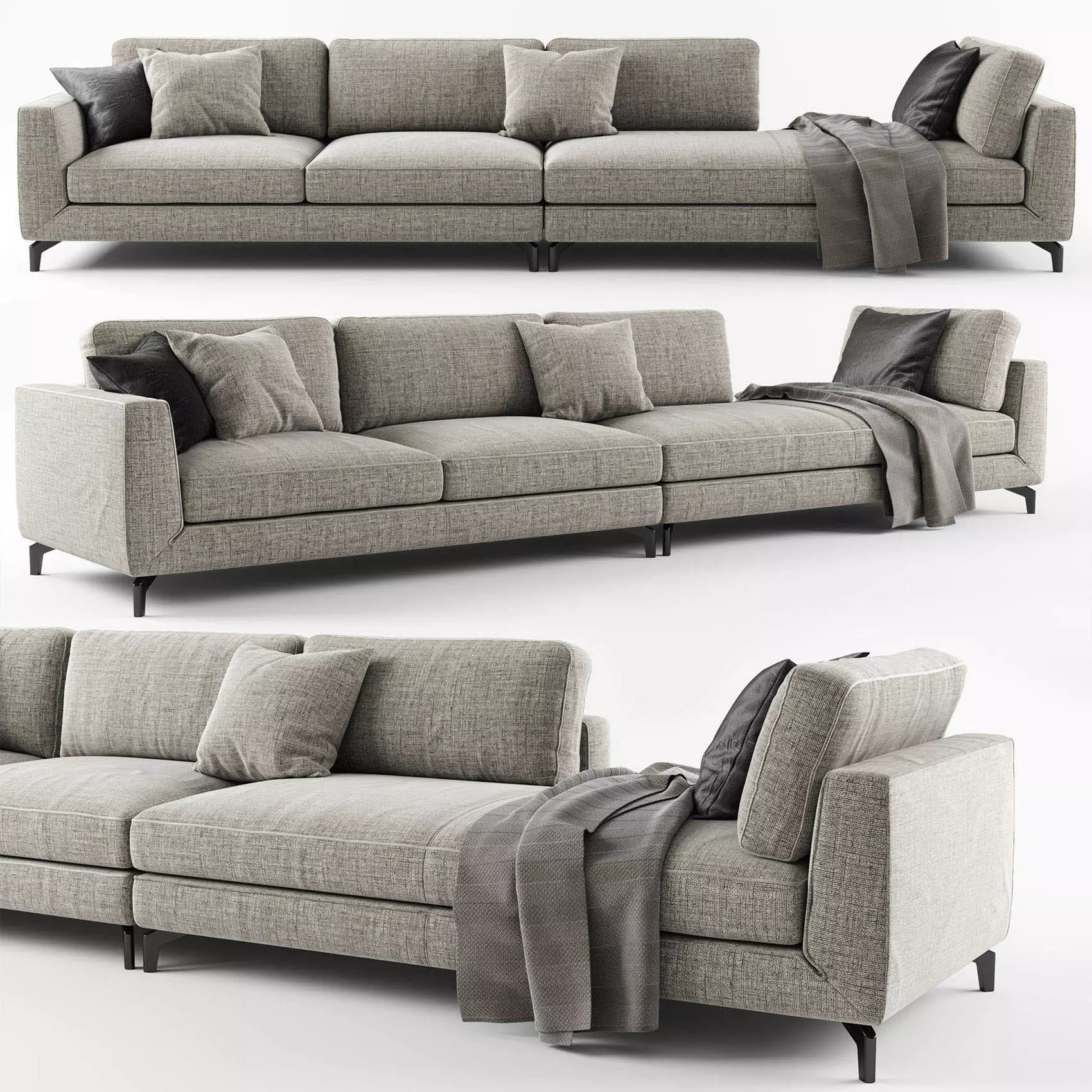 Sofabed sectional sofa with pillows 3D model_0