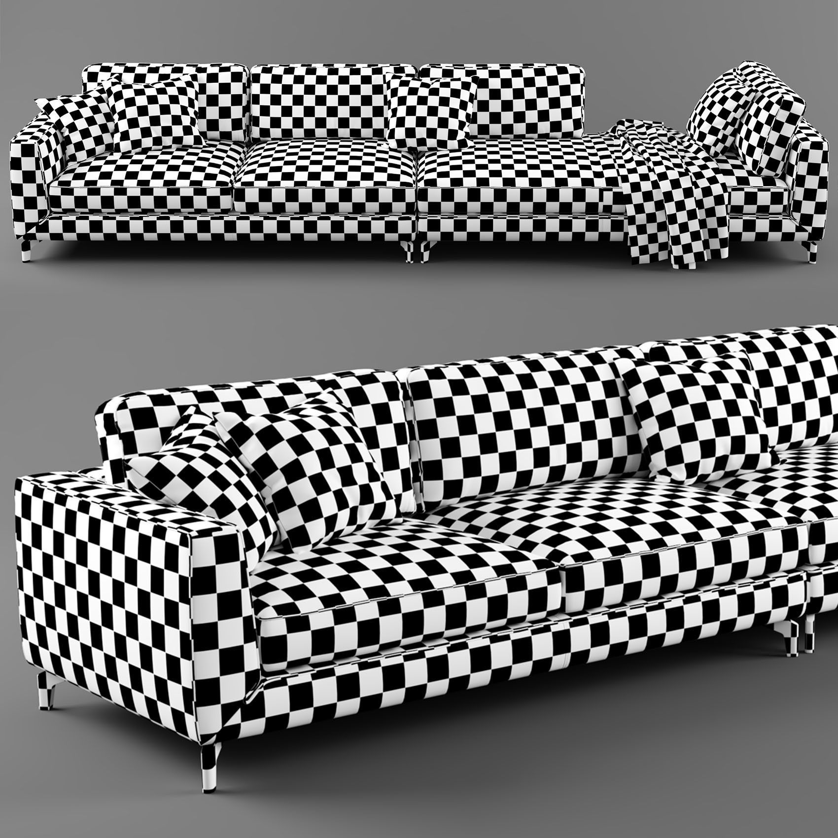Sofabed sectional sofa with pillows 3D model_3