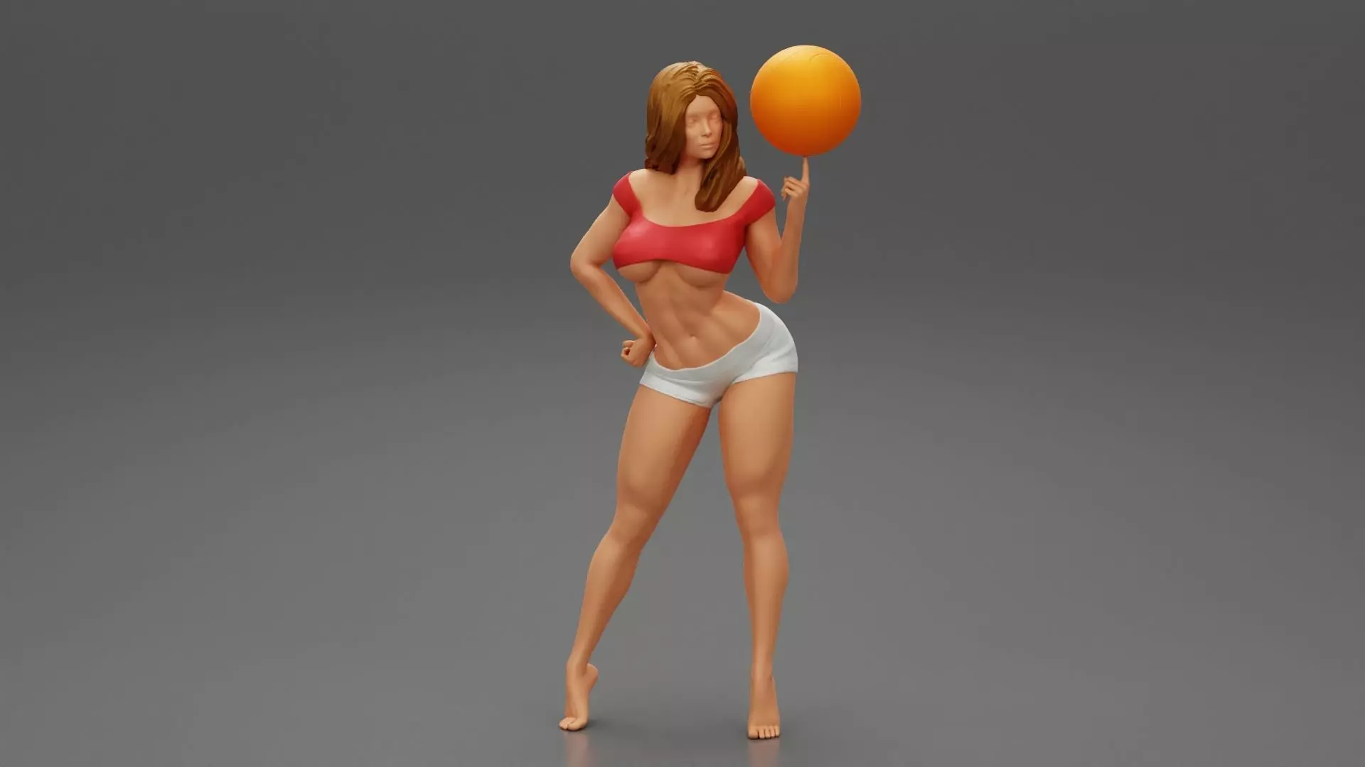 Beautiful Sporty Girl Playing With the Ball on the Basketball 3D print model