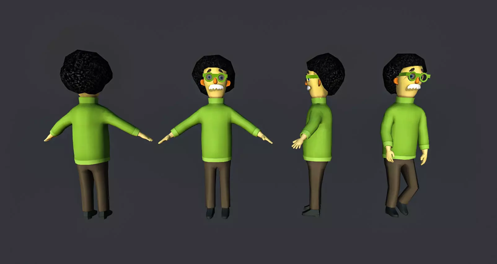 Scientist cartoonish character Low-poly 3D model_0