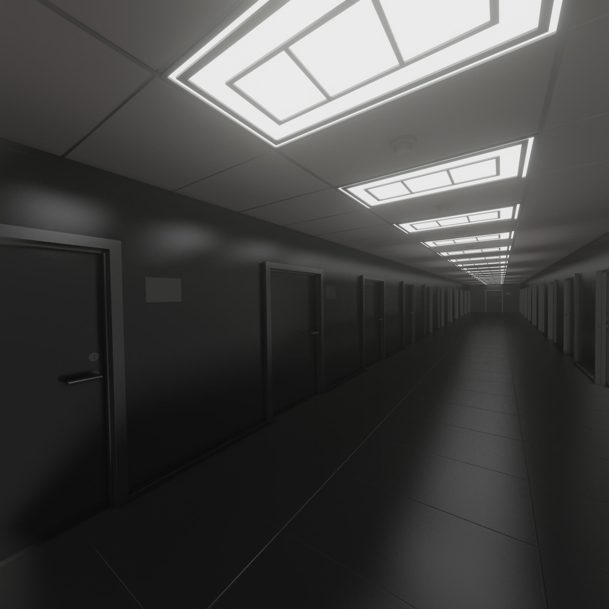 School Corridor 3D model_4